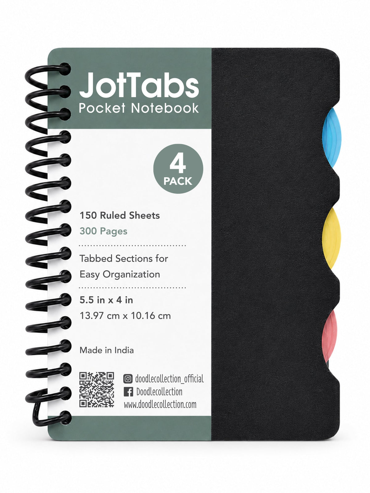 JotTabs Pocket Black (Pack of 4)