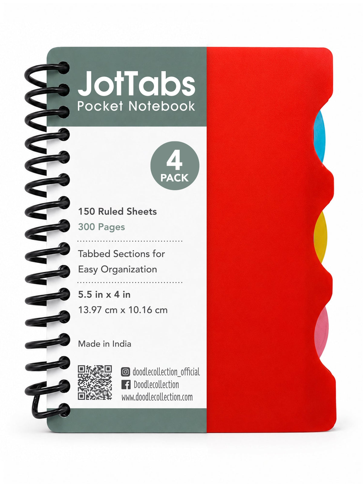 JotTabs Pocket Notebook 4 Pack