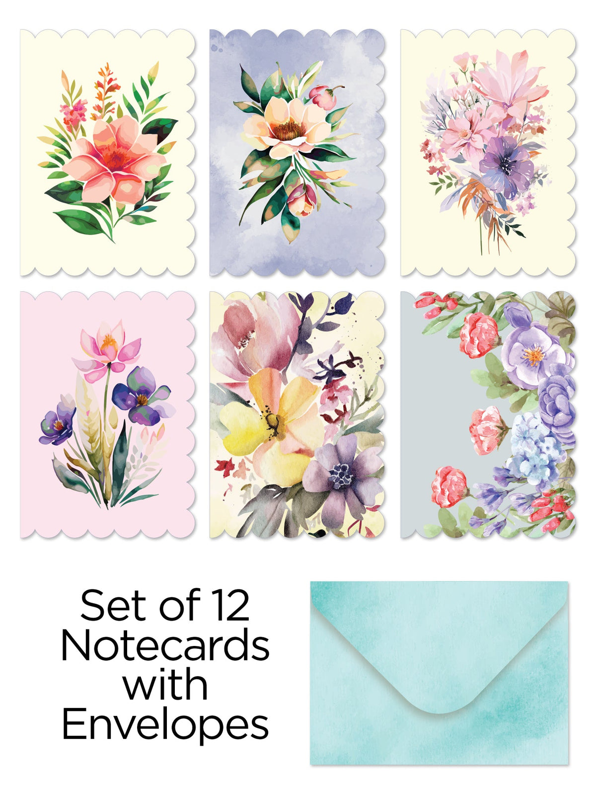Watercolor Bloom Notecard pack of 12