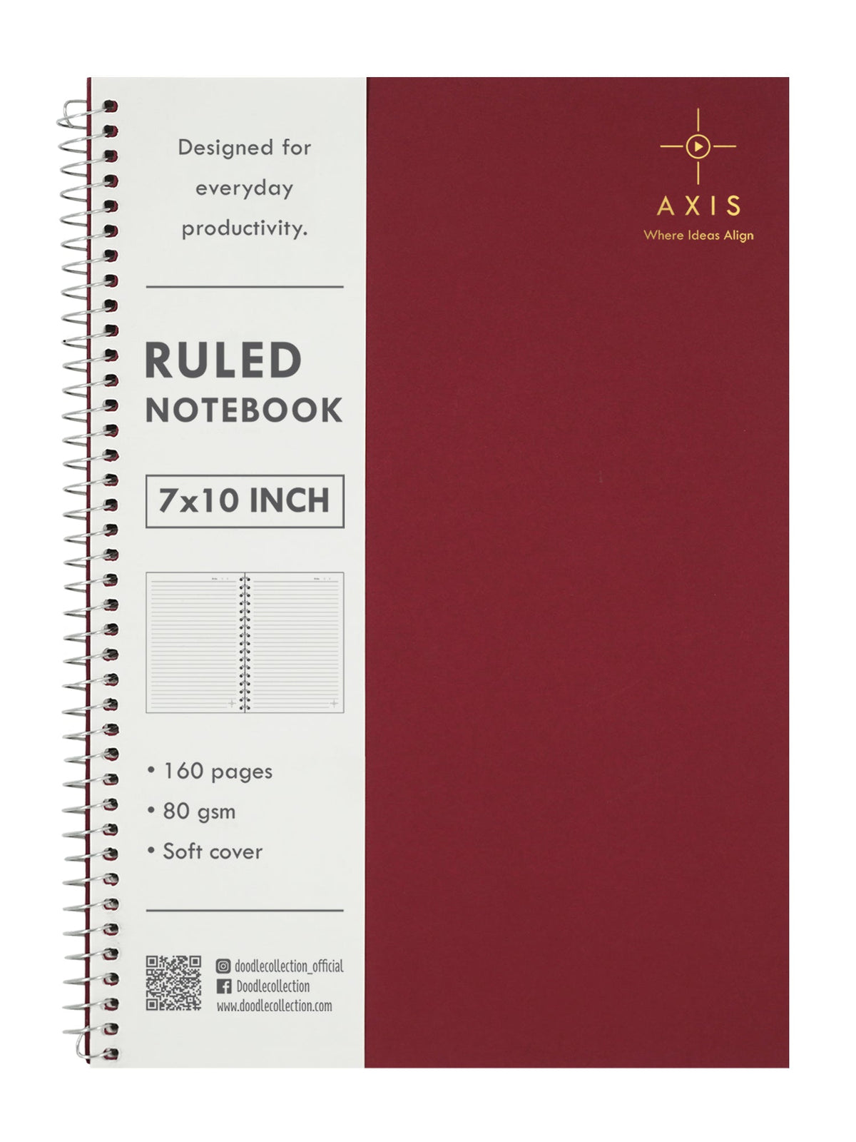 B5 Large Lined Notebook Set of 5 | Axis Multi Spiral Notebooks