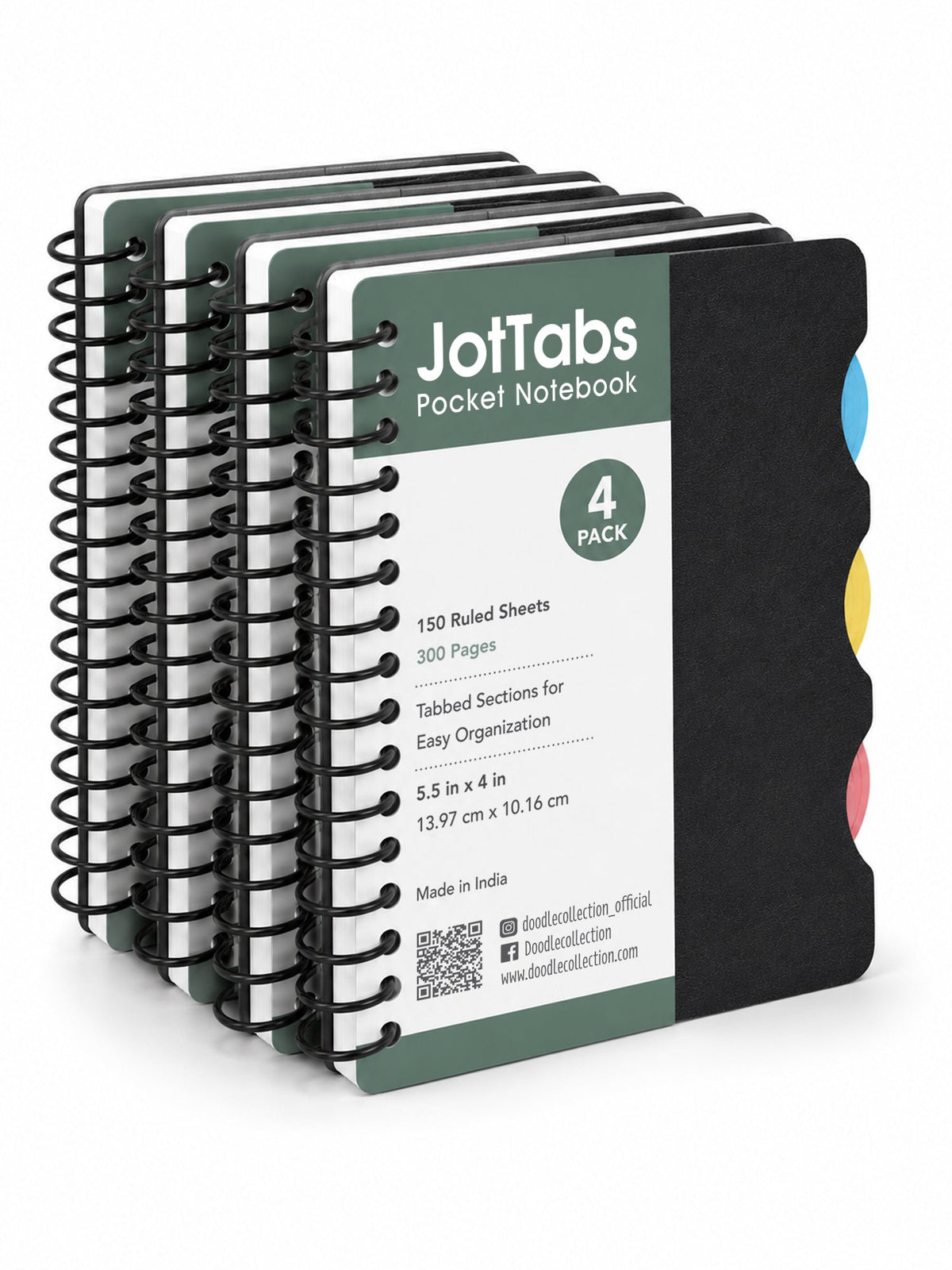 JotTabs Pocket Black (Pack of 4)