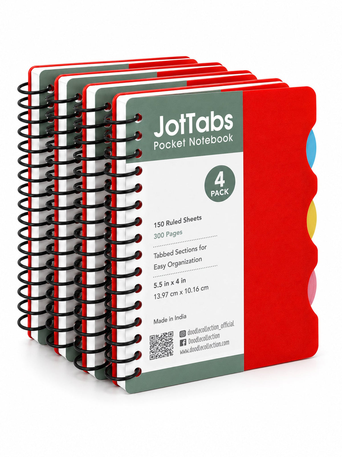 JotTabs Pocket Notebook 4 Pack