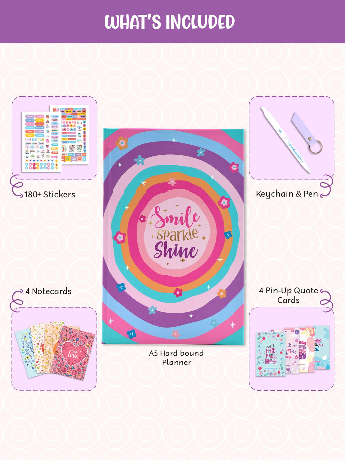 Personalized A5 Undated Yearly Planner Gift Set - Joyful Sparkle