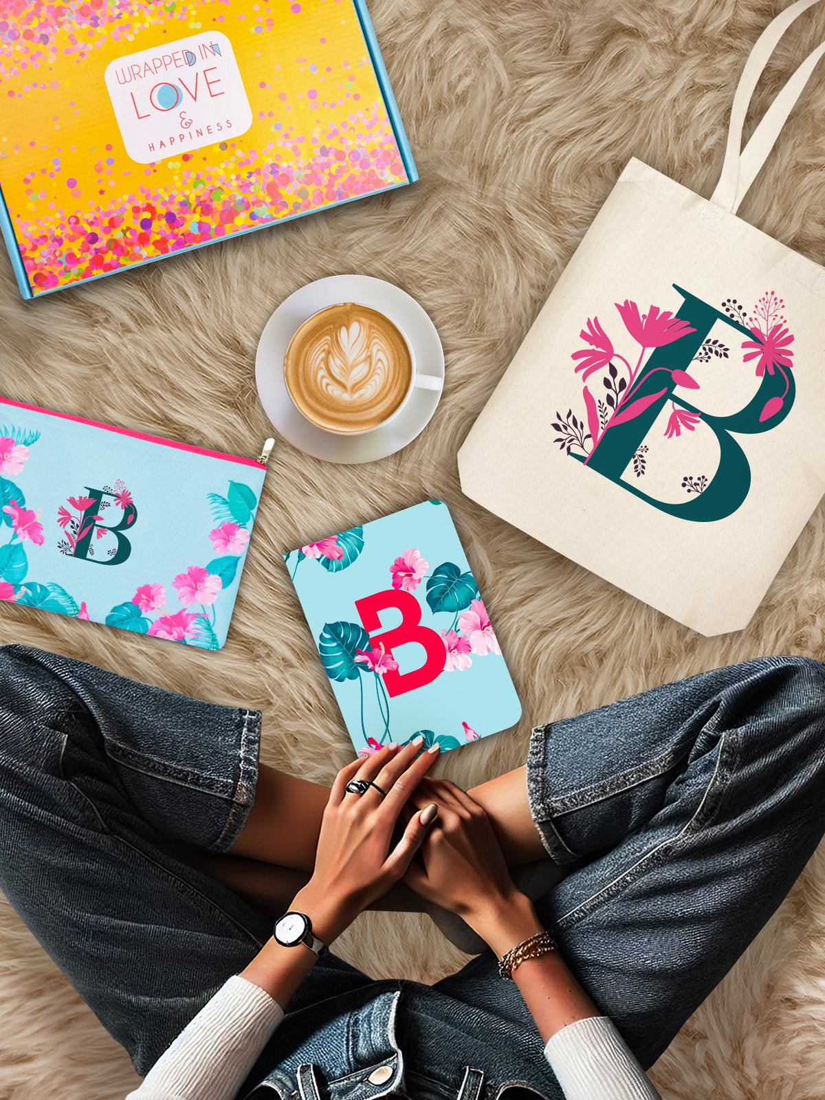 Initial B Monogram Gift Set