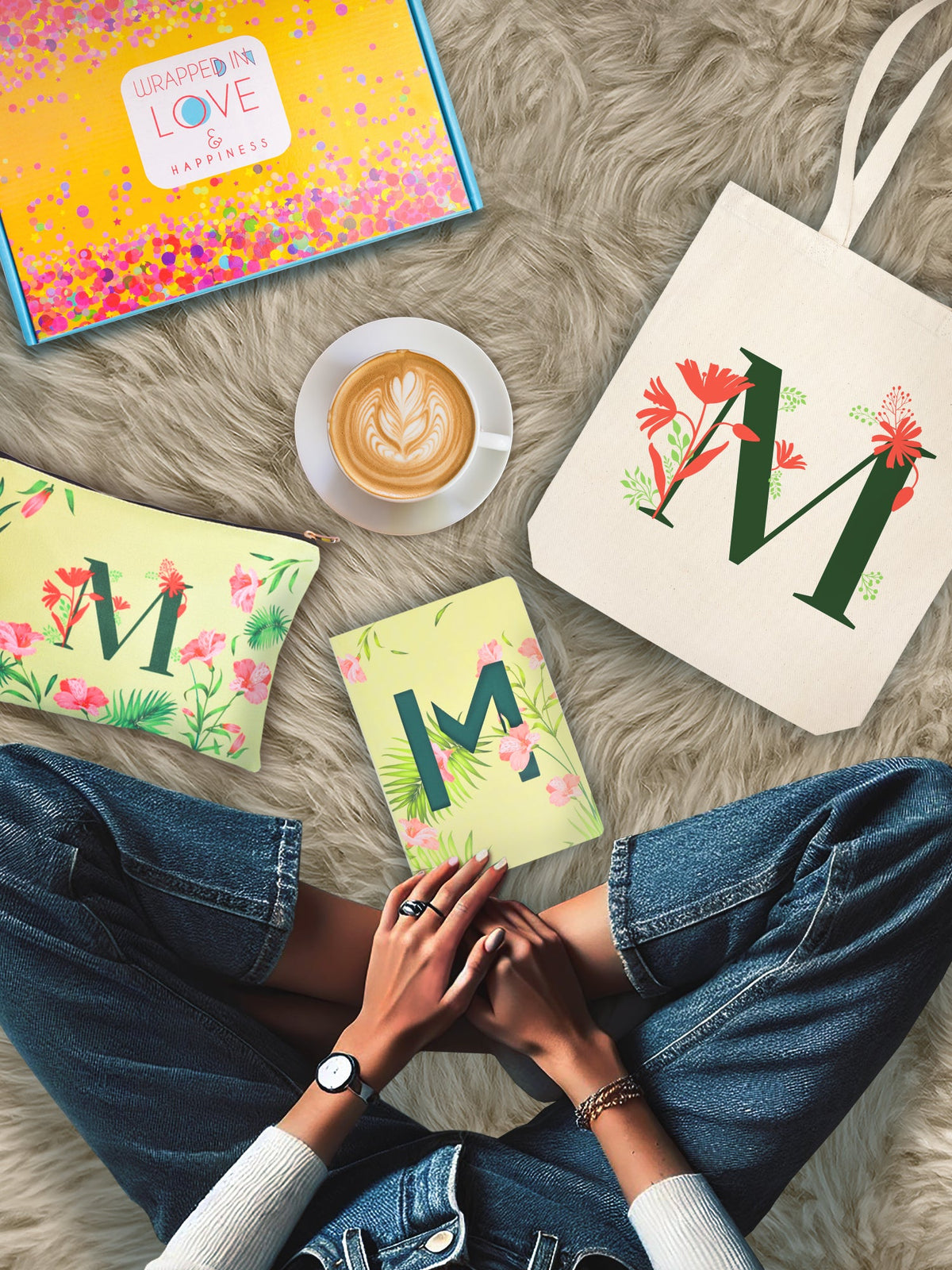 Initial M Monogram Gift Set