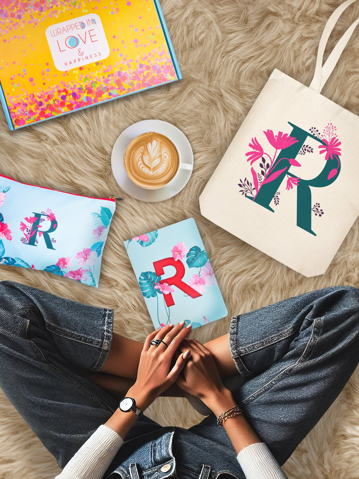 Initial R Monogram Gift Set