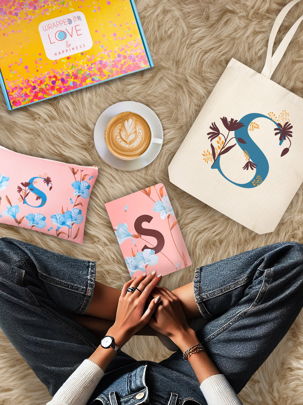 Initial S Monogram Gift Set