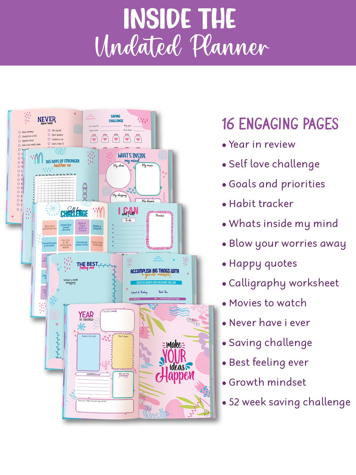 Personalized A5 Undated Yearly Planner Gift Set - Joyful Sparkle