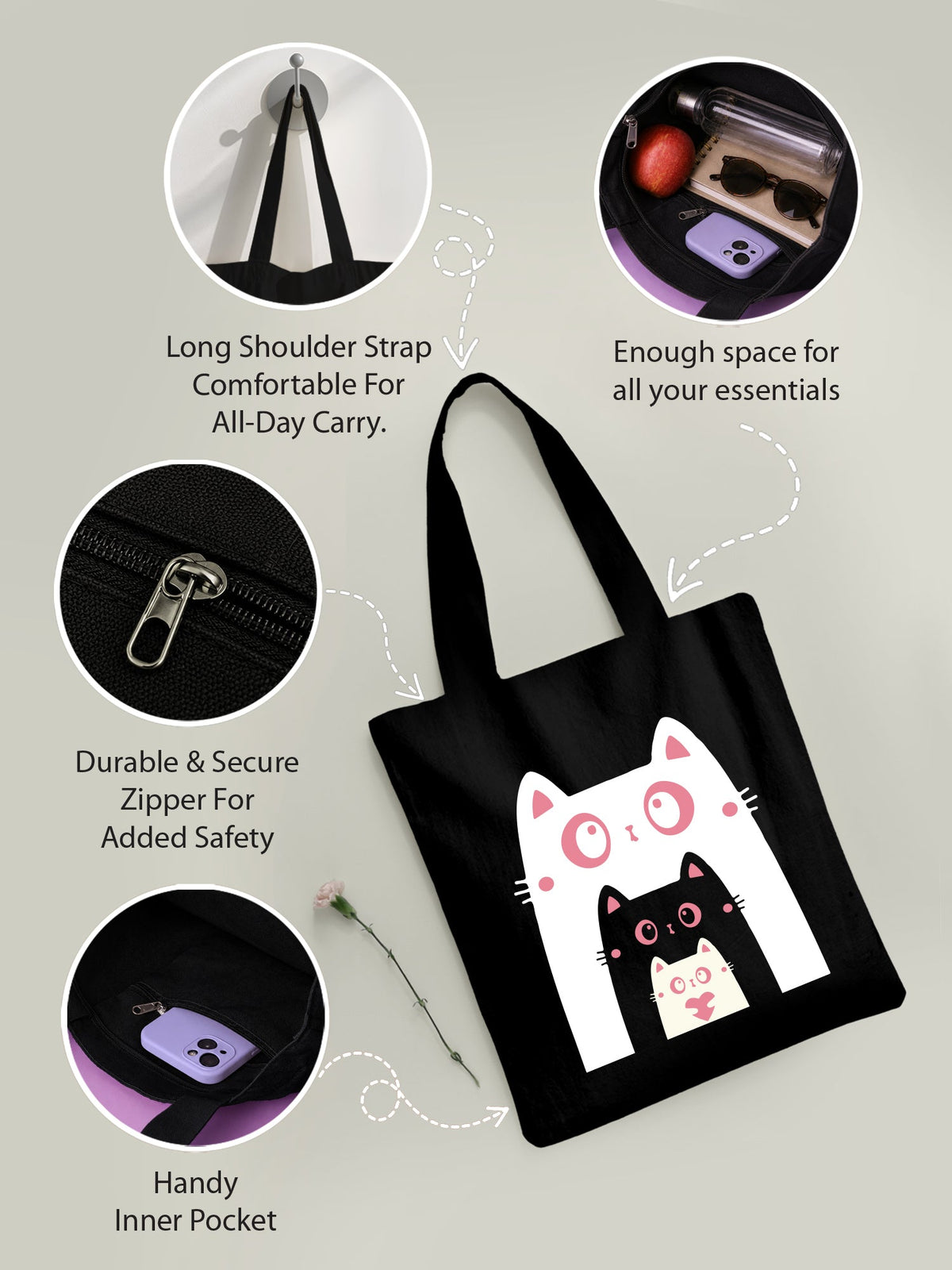 Cat Trio Tote Bag