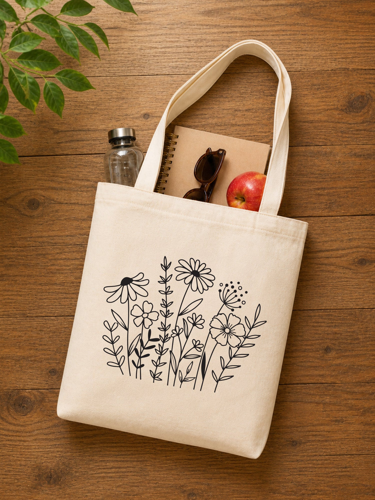 Wild Bloom Neutral Tote Bag