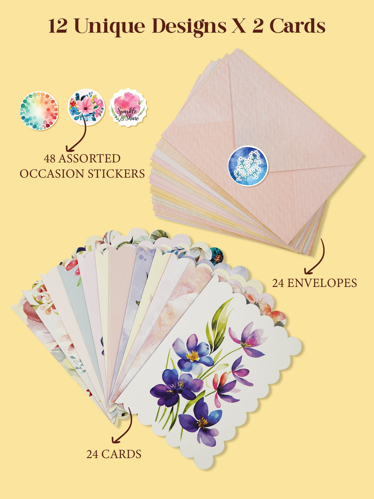 Watercolor Garden Notecard pack of 24