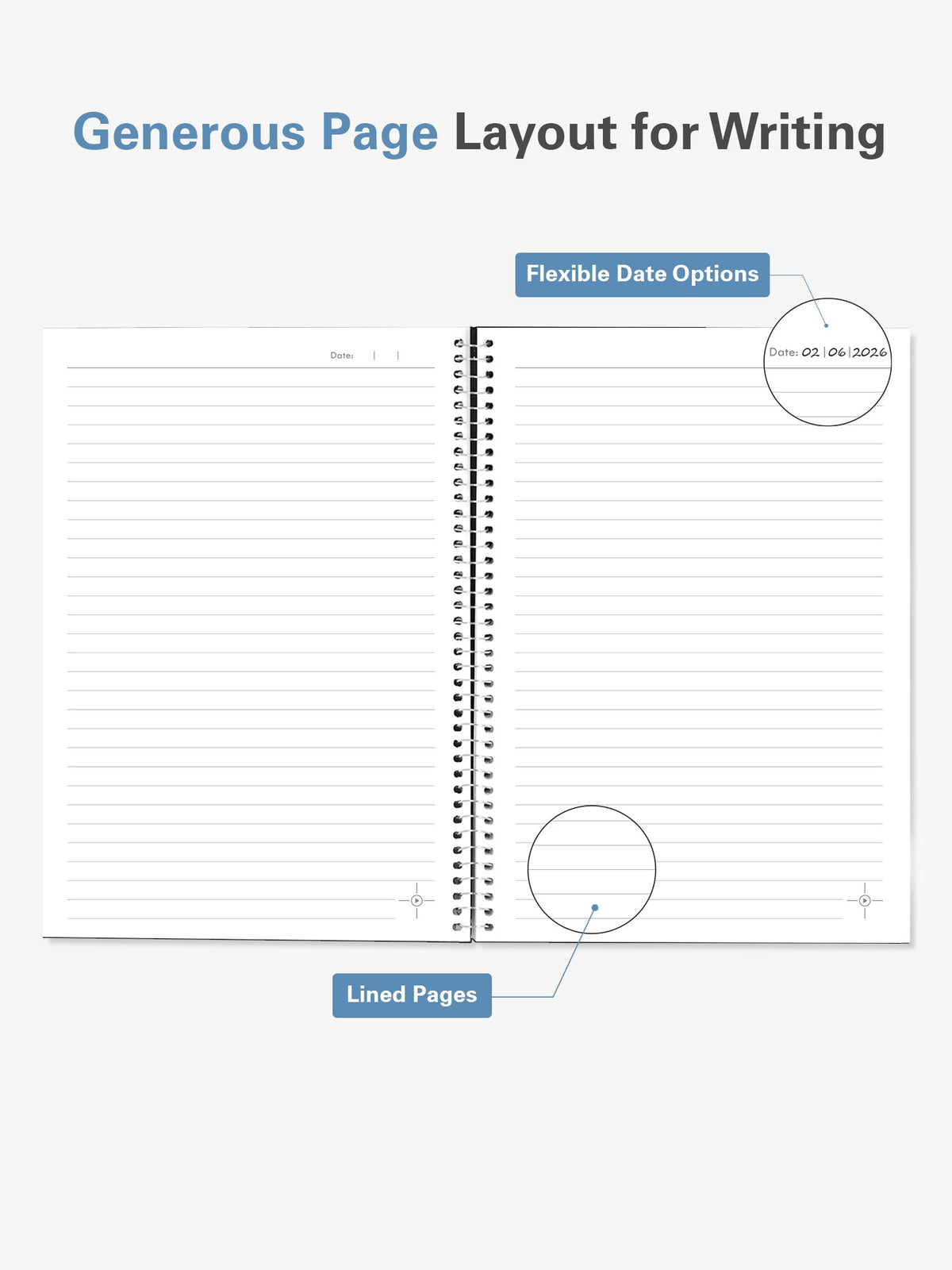 B5 Large Lined Notebook Set of 3 | Axis Black Spiral Notebooks