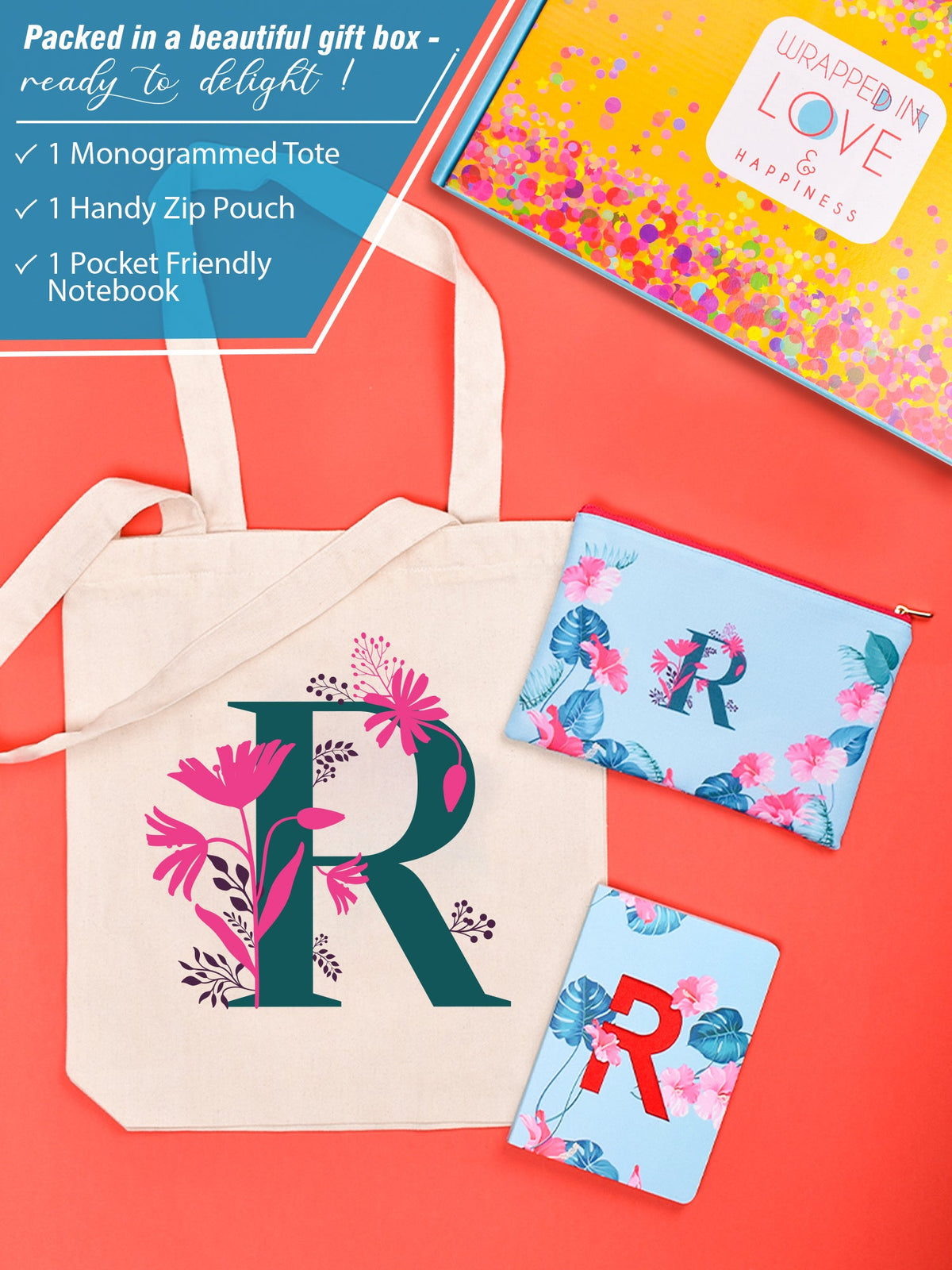 Initial R Monogram Gift Set