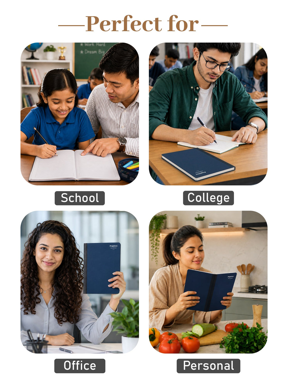 A4 Study Notebooks Pack of 4 | PrepMate Blue