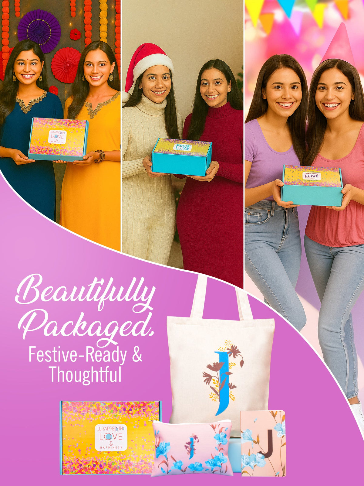 Initial J Monogram Gift Set
