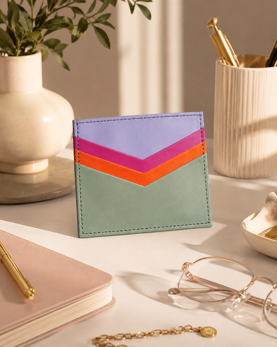 Pastel Chevron Card Holder Wallet