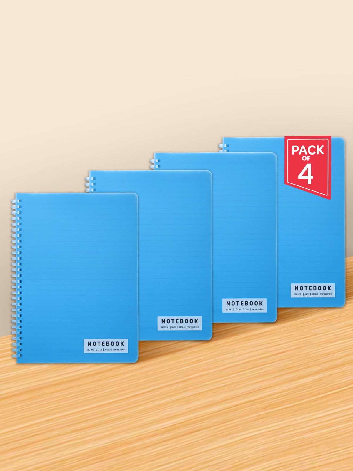 Set of 4 B5 Soft Wiro Notebook - Blue