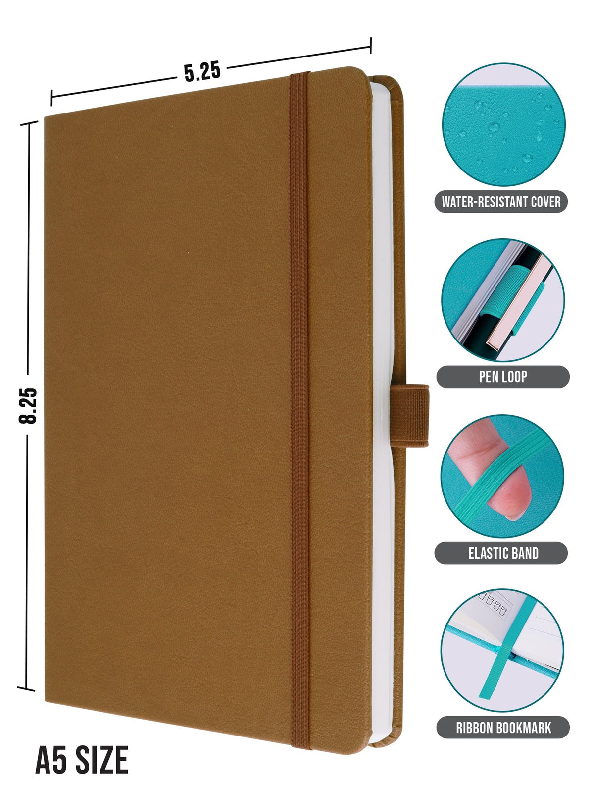Personalized A5 Executive Notebook - Pack of 5 (Brown)