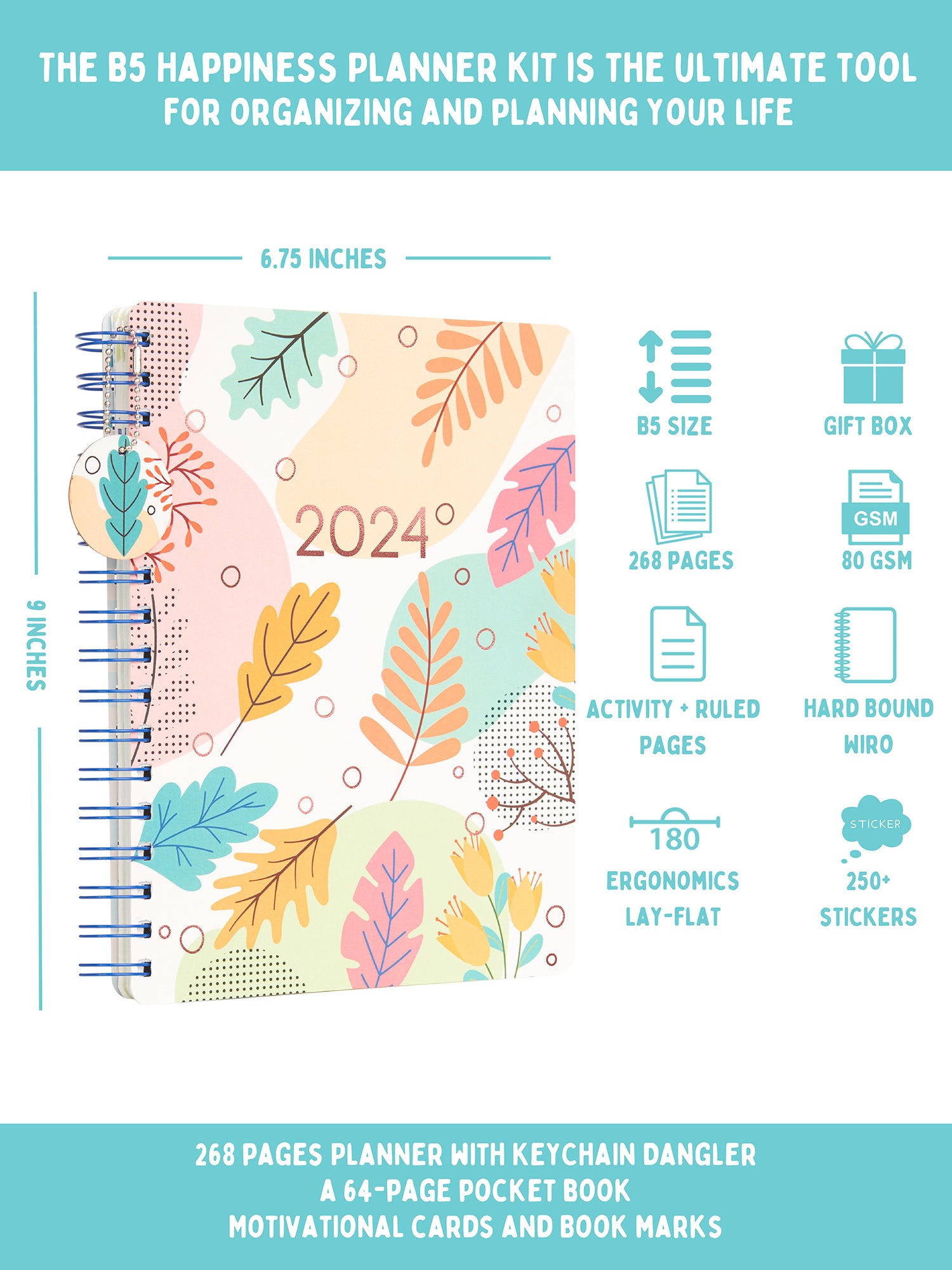 Personalized Undated B5 The Happiness 2024 Planner Kit (Pastel Fern)