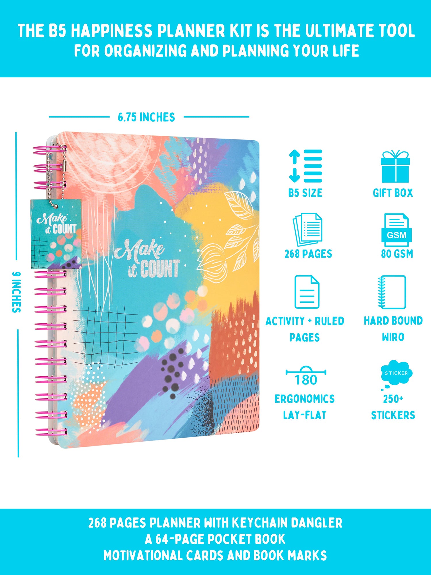 Personalized Undated B5 The Happiness 2024 Planner Kit (Make it Count)