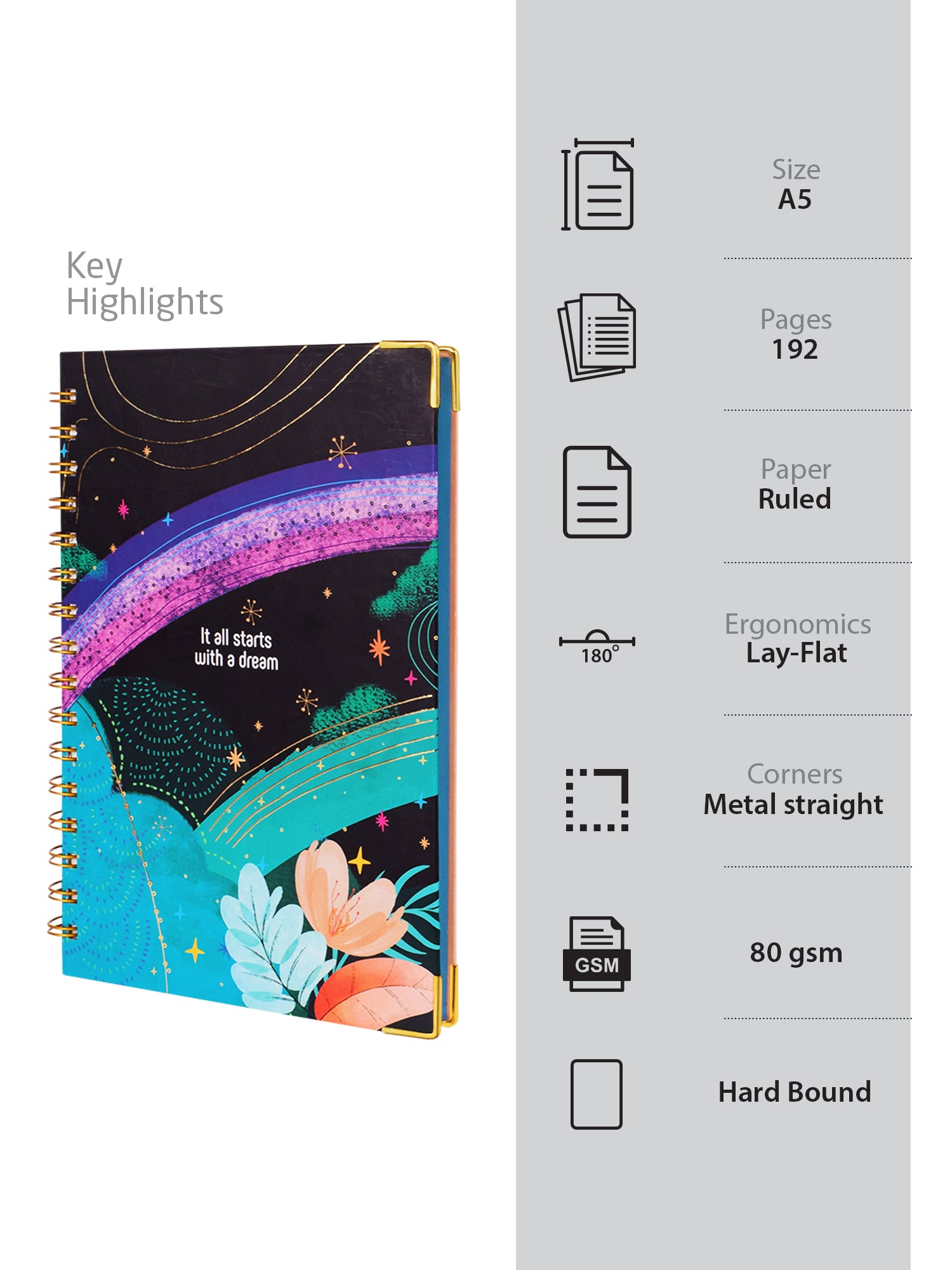 Dreamy Start - Black Daily Planner