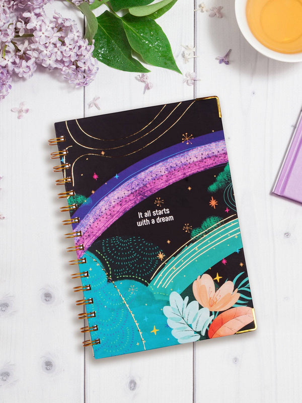 Doodle Dreamy Start - Black - Hard Bound A5 Daily Planner - DoodleCollection Store