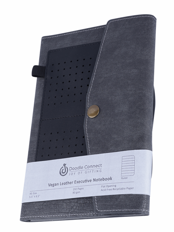 Doodle Citadel Slip Jacket A5 Executive PU Leather Diary - Grey + Black