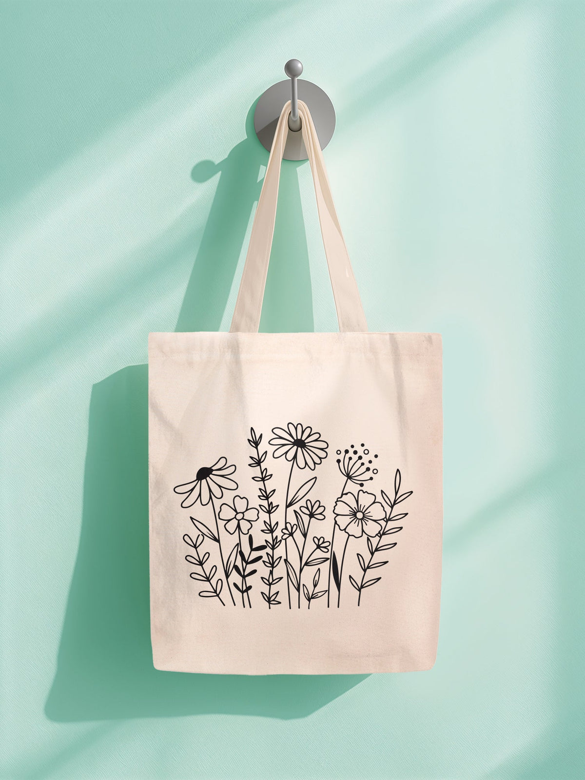 Wild Bloom Neutral Tote Bag