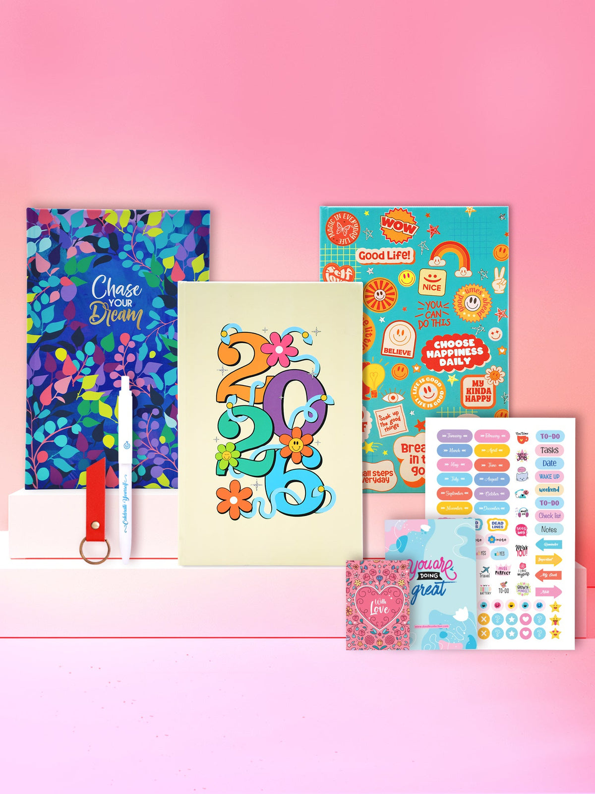 Personalized A5 Undated Yearly Planner Gift Set - Joyful Sparkle