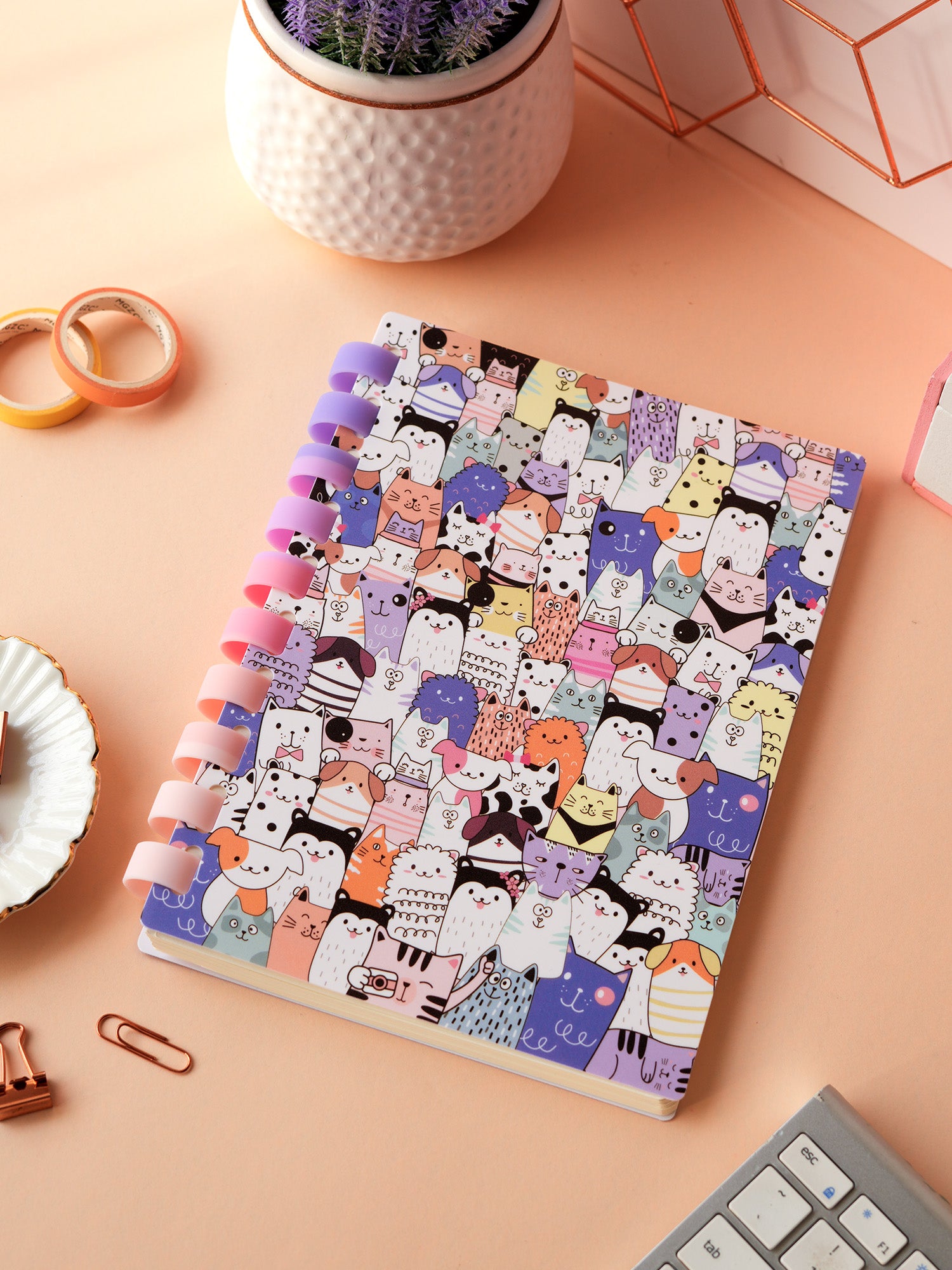 A5 Refillable Soft Wiro Notebook with Pen Set - Cats Maze