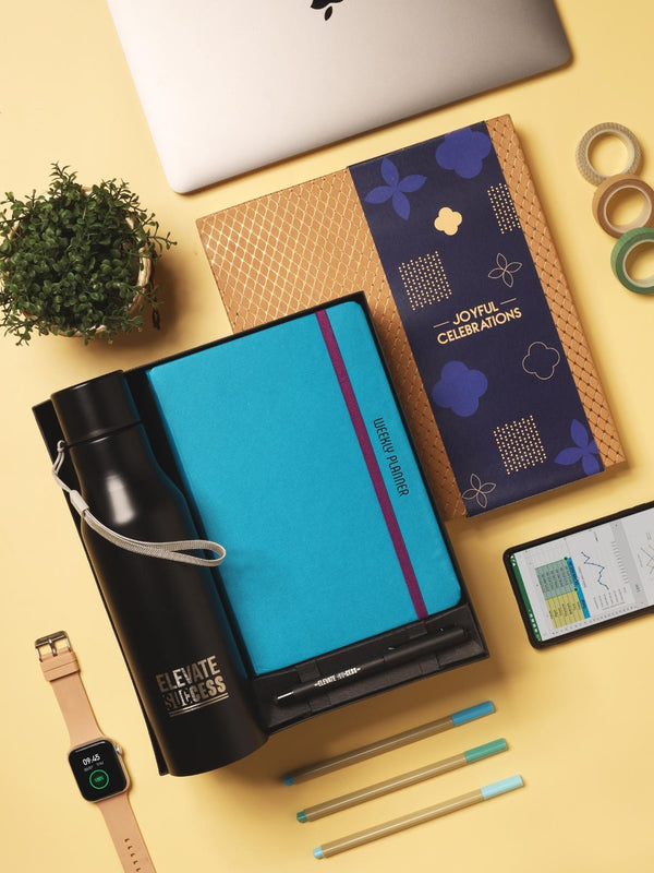 A5 Undated Executive Gift Set Includes Weekly Planner + Pen + Water Bottle (Elevated Essentials 2)