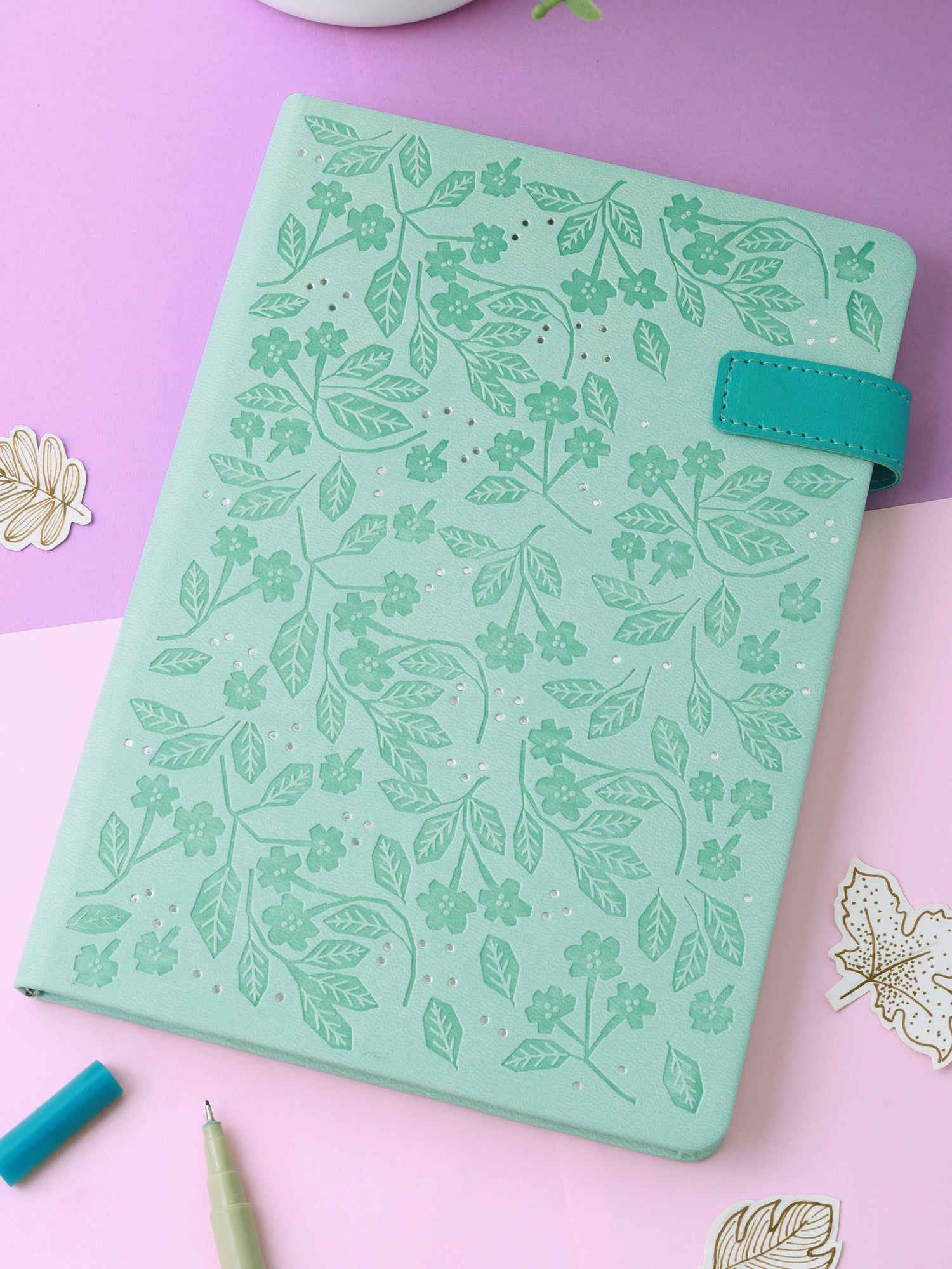 A5 Vegan Leather Notebook - Garden Spells (Turquoise)