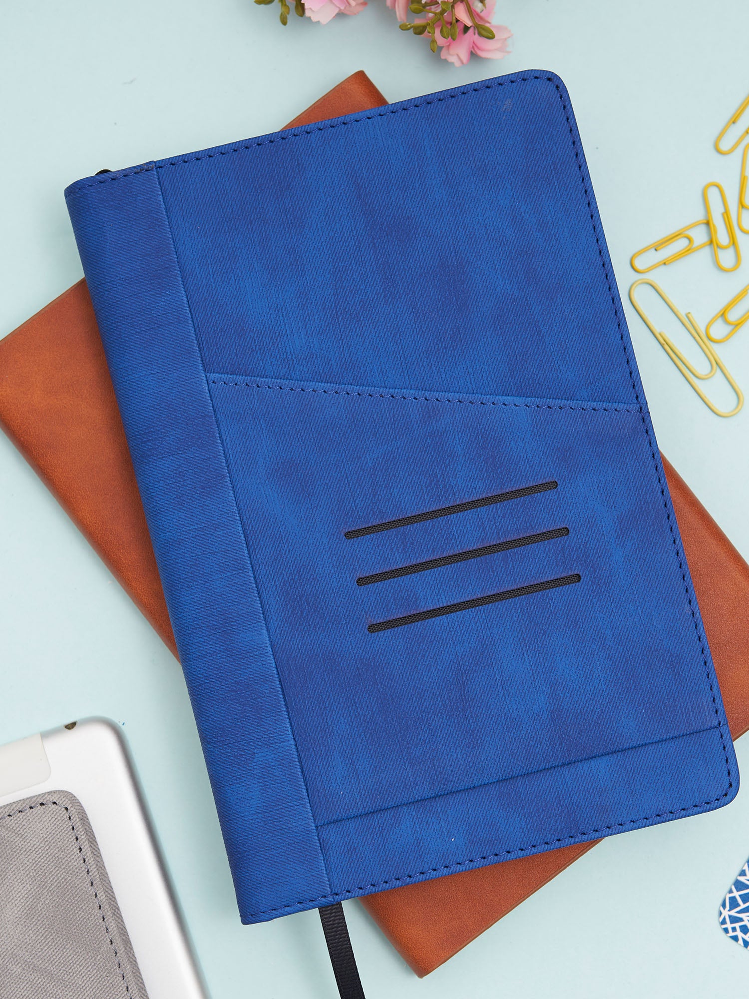 Graham A5 Hardbound Faux Leather Executive Notebook - Blue