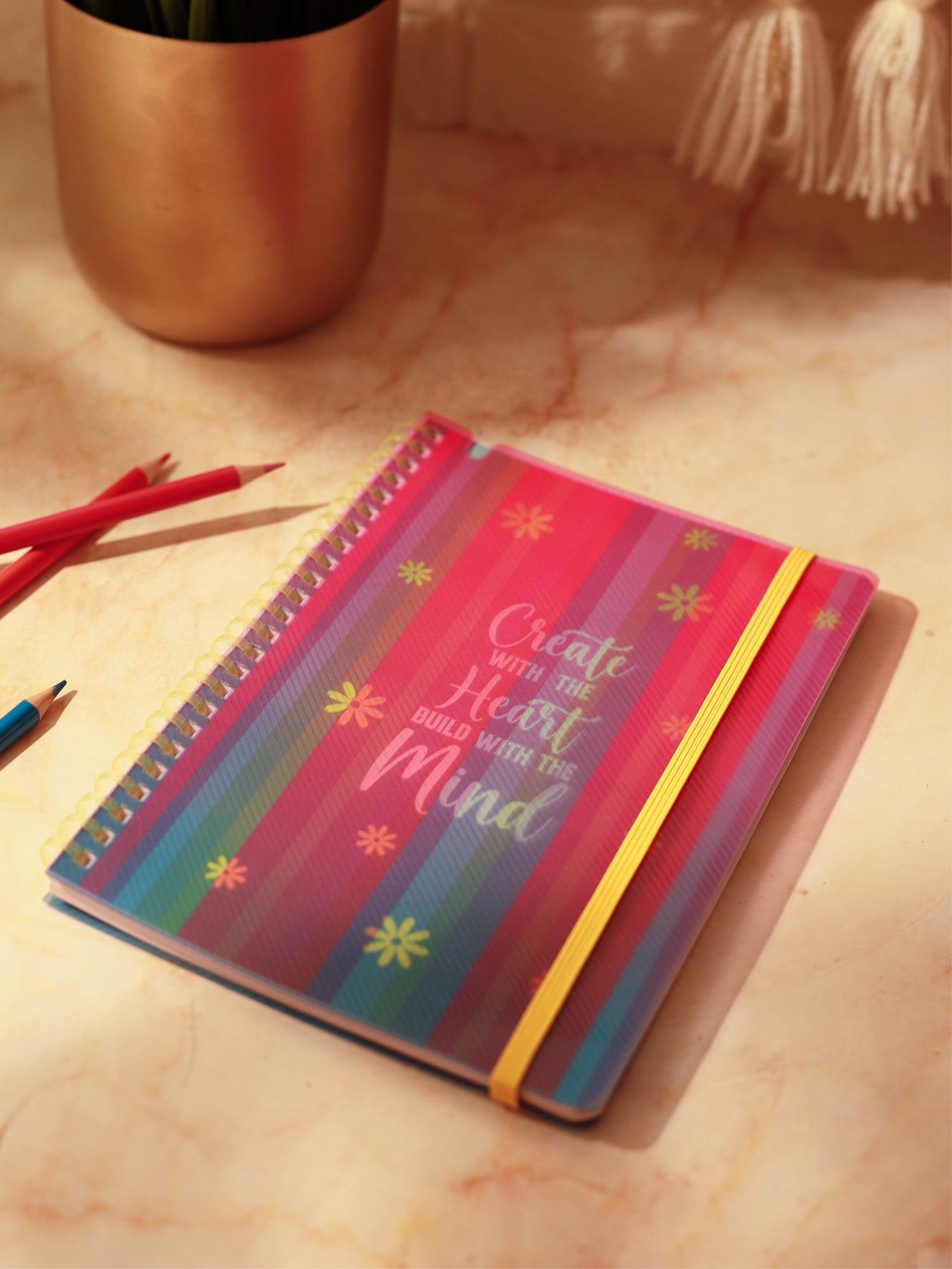 A5 Soft Spiral Bound Notebook with Pen (Yellow) - Heart & Mind