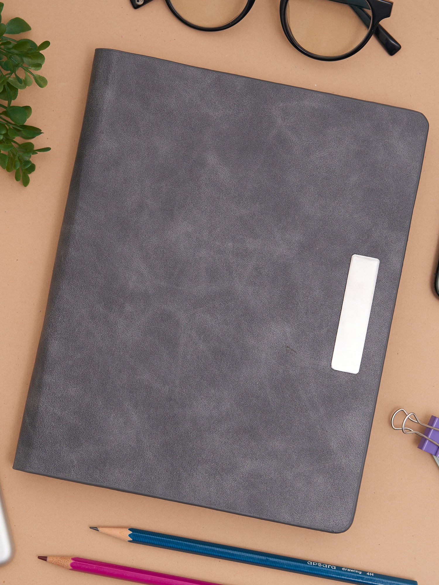 Kent Executive A5 PU Leather Hardbound Diary - Grey