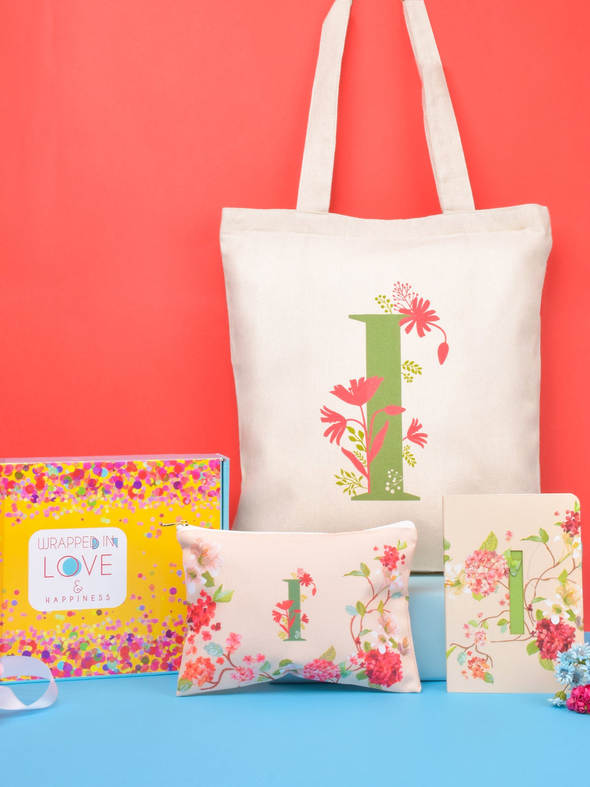 Initial I Monogram Gift Set
