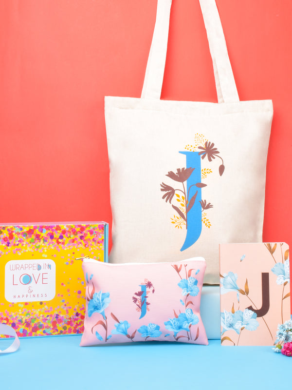 Initial J Monogram Gift Set