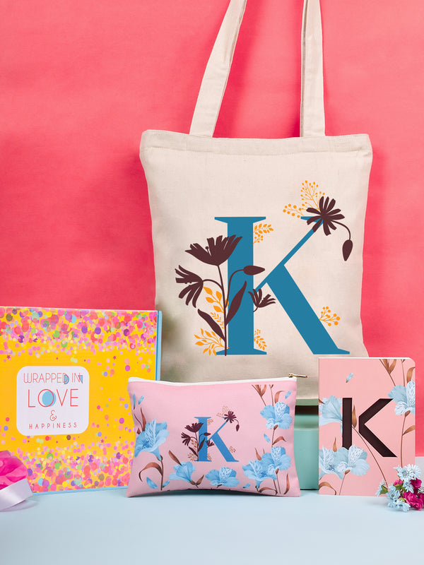 Initial K Monogram Gift Set