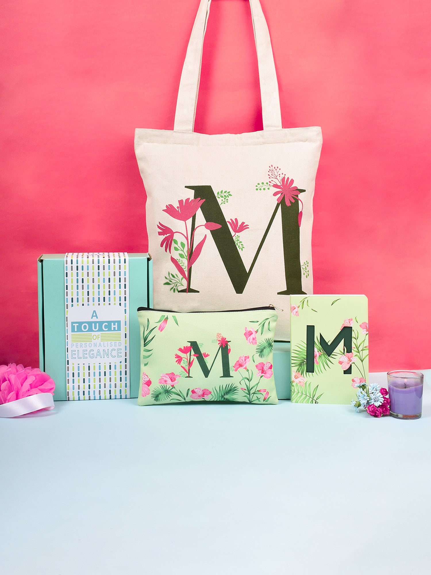 Initial M Monogram Gift Set