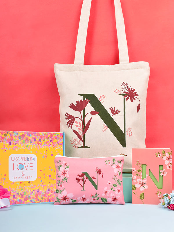 Initial N Monogram Gift Set