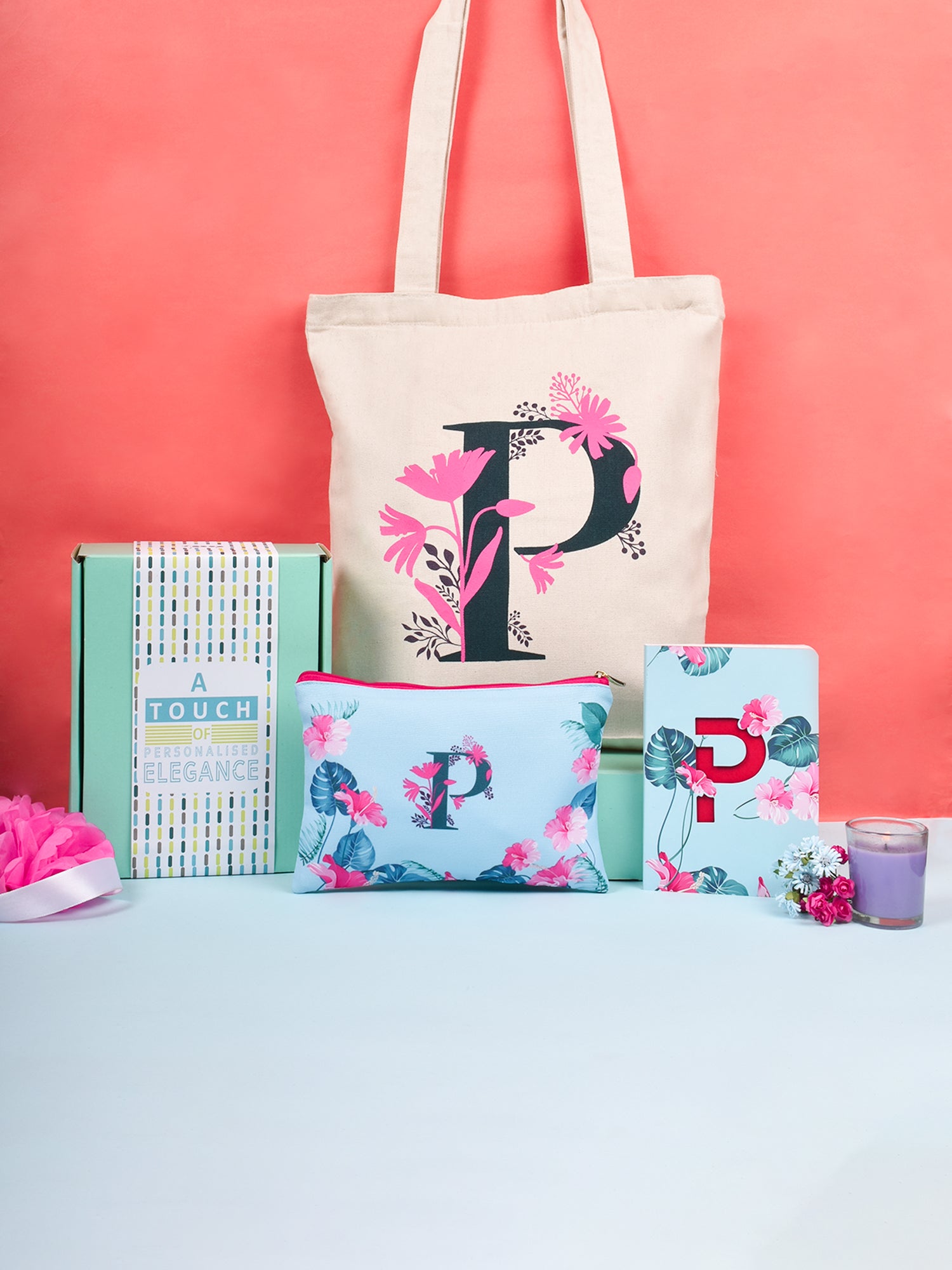 Initial P Monogram Gift Set