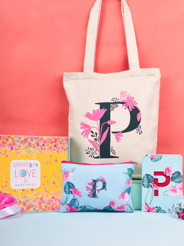 Initial P Monogram Gift Set