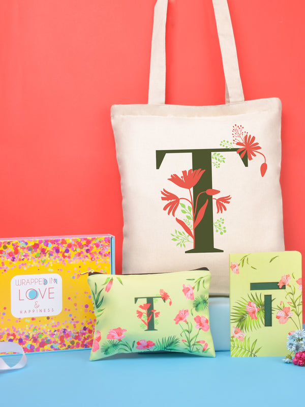 Initial T Monogram Gift Set