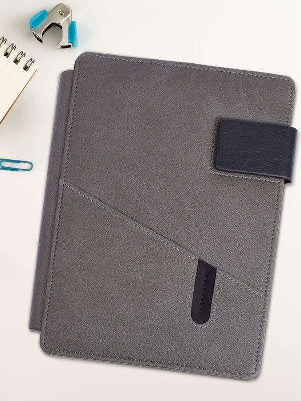 Primo Refillable Slip Jacket Organizer with A5 Notebook - Grey+Black