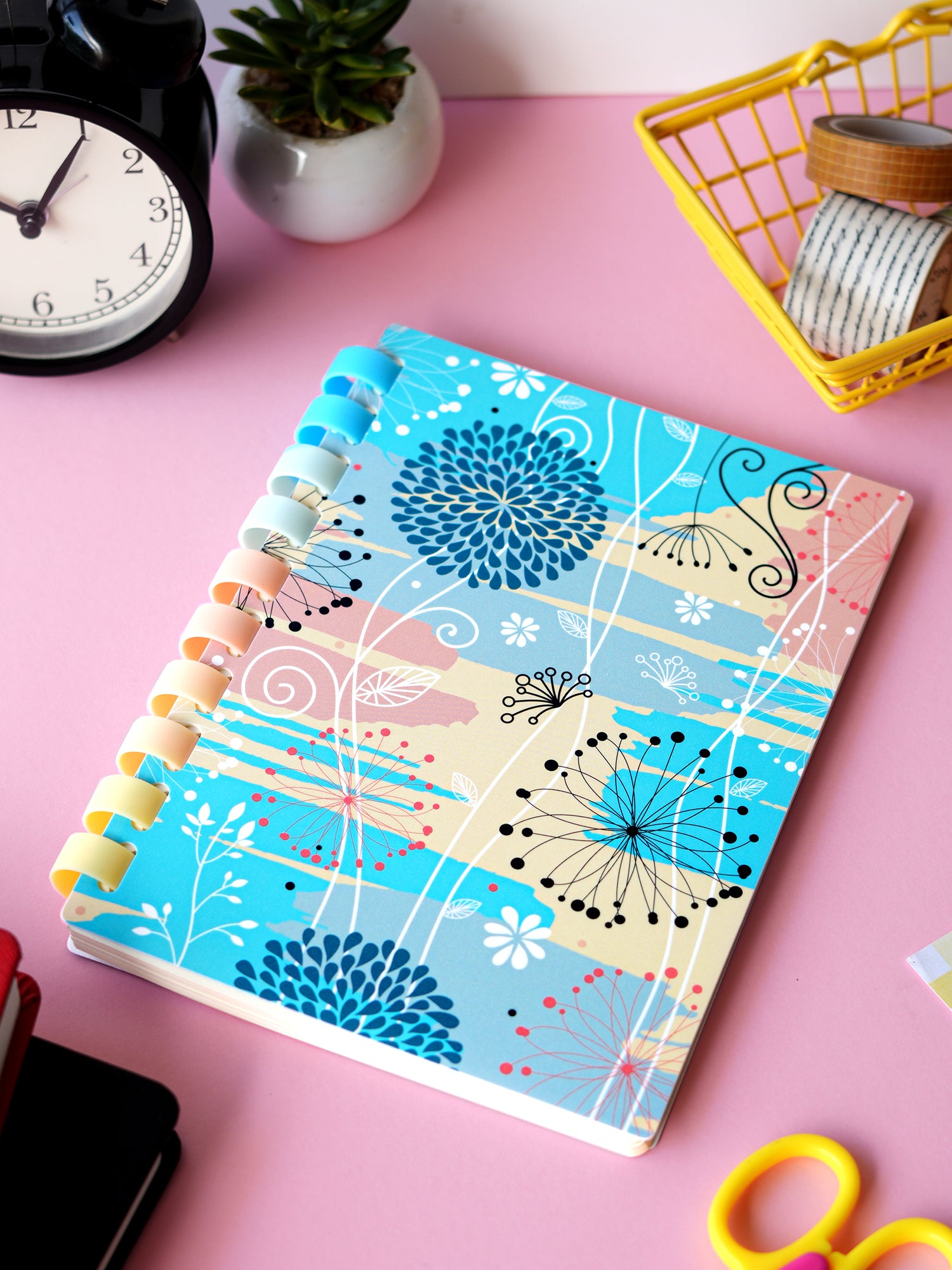 A5 Refillable Soft Wiro Notebook with Pen Set - Soft Blooms