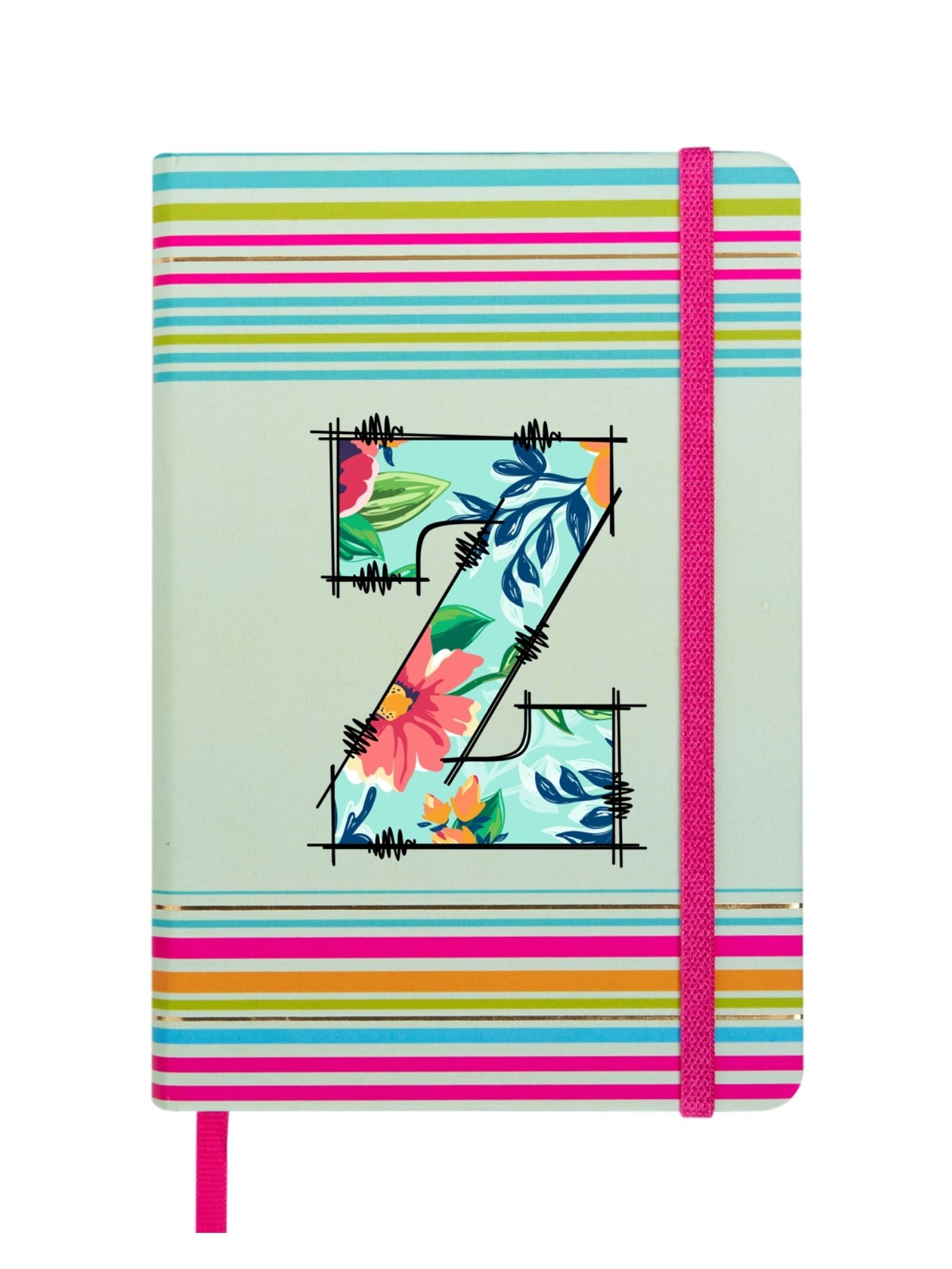 Doodle Initial Z Stripes Theme Premium Hard Bound B6 Notebook Diary