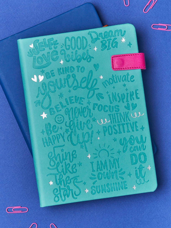Doodle A5 Vegan Leather Flip Bound Notebook with magnetic Flip Closure - Wonder Words