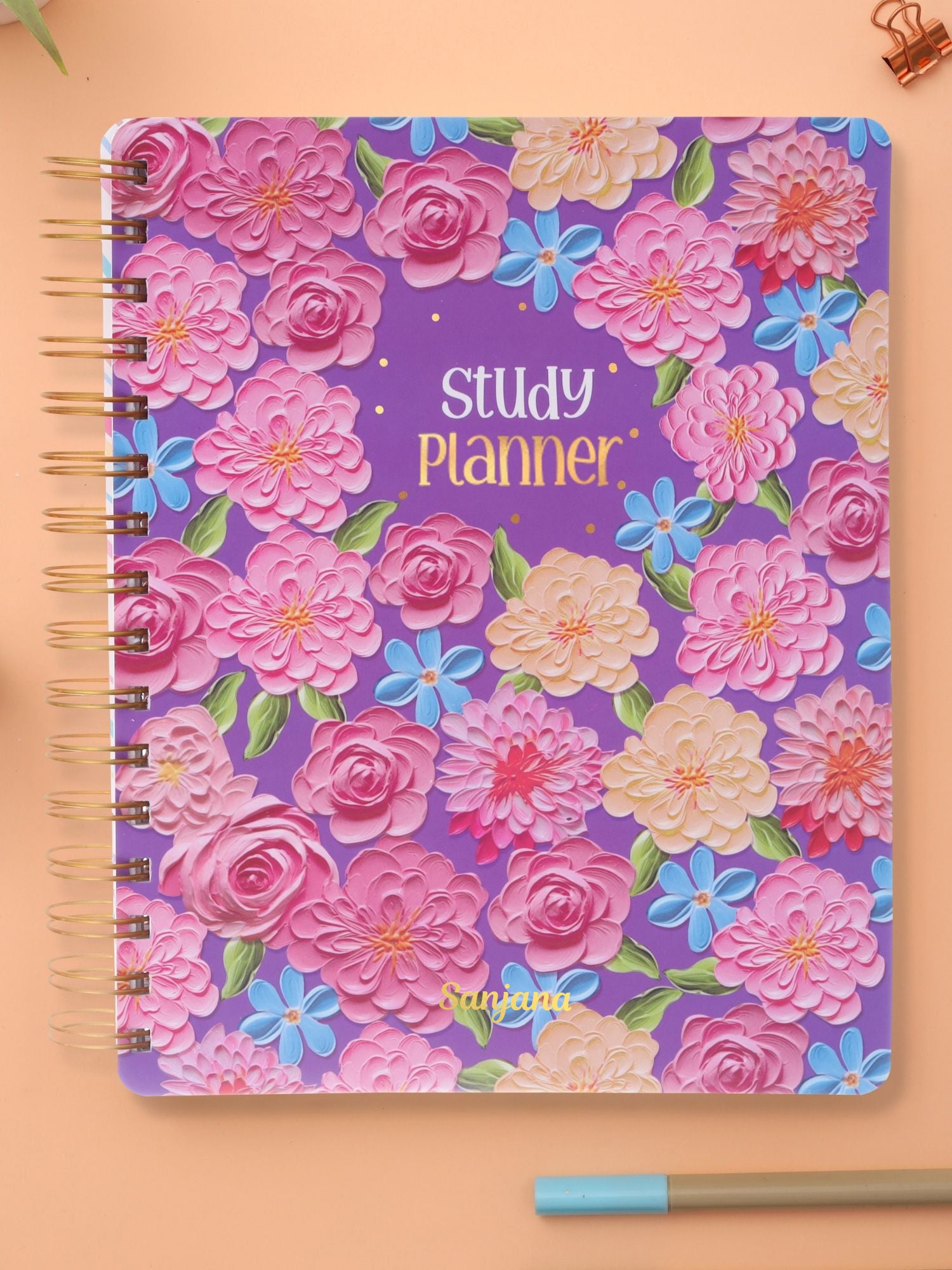 Personalized B5 Undated Study Planner - Floral Flutter