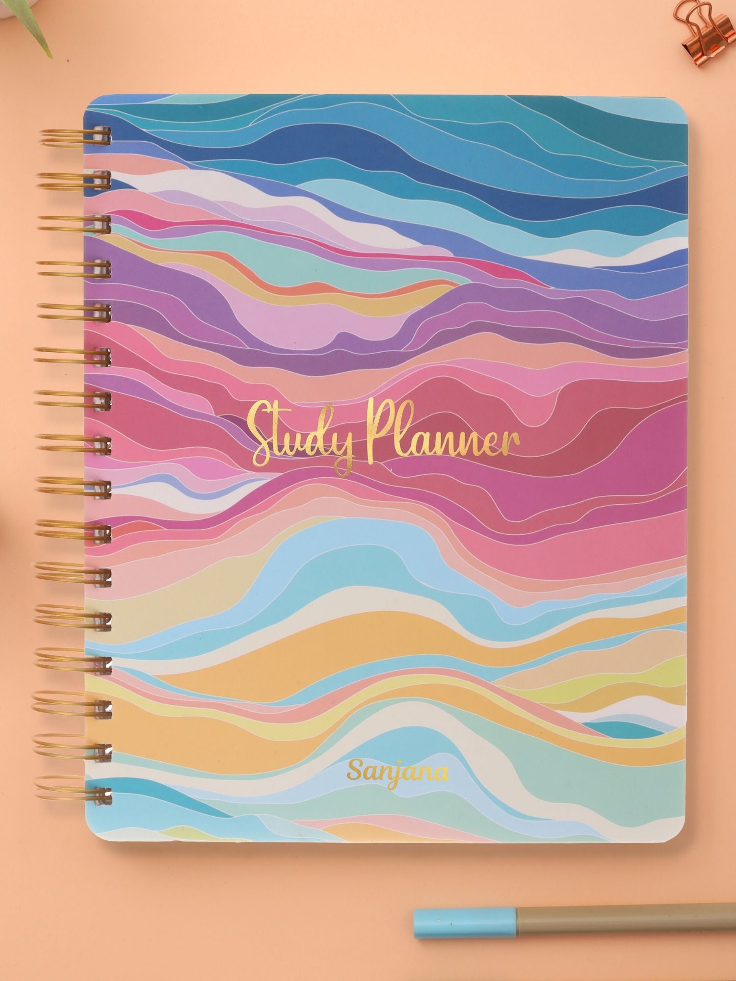 Personalized B5 Undated Study Planner - Vibrant Waves