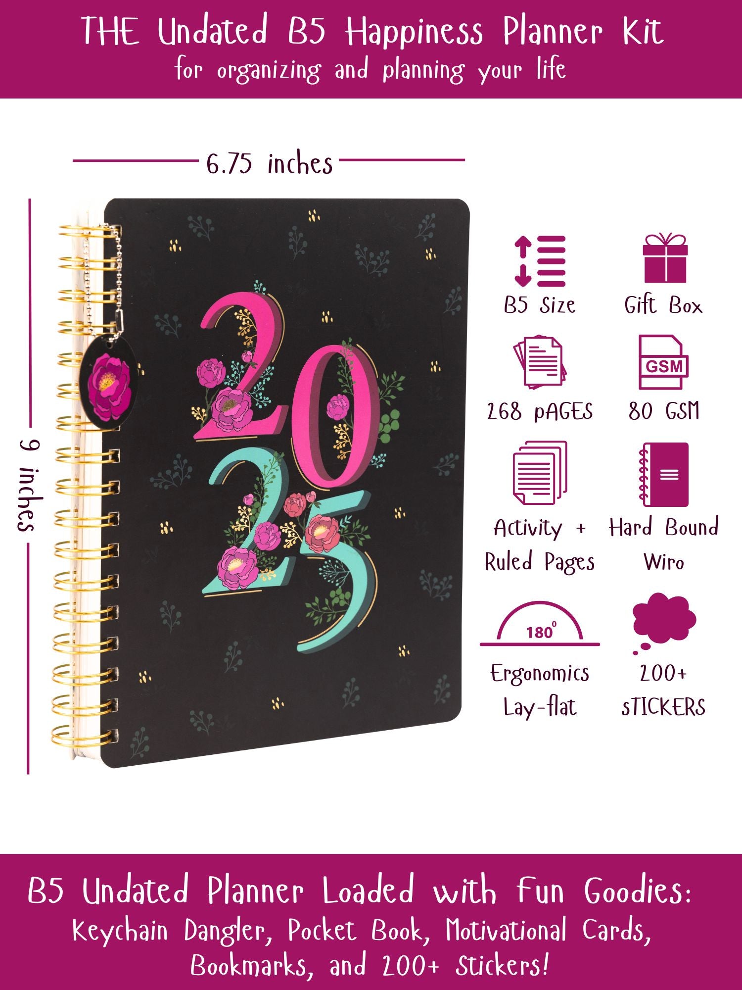 B5 Undated Yearly Planner Kit - 2025 Blooms